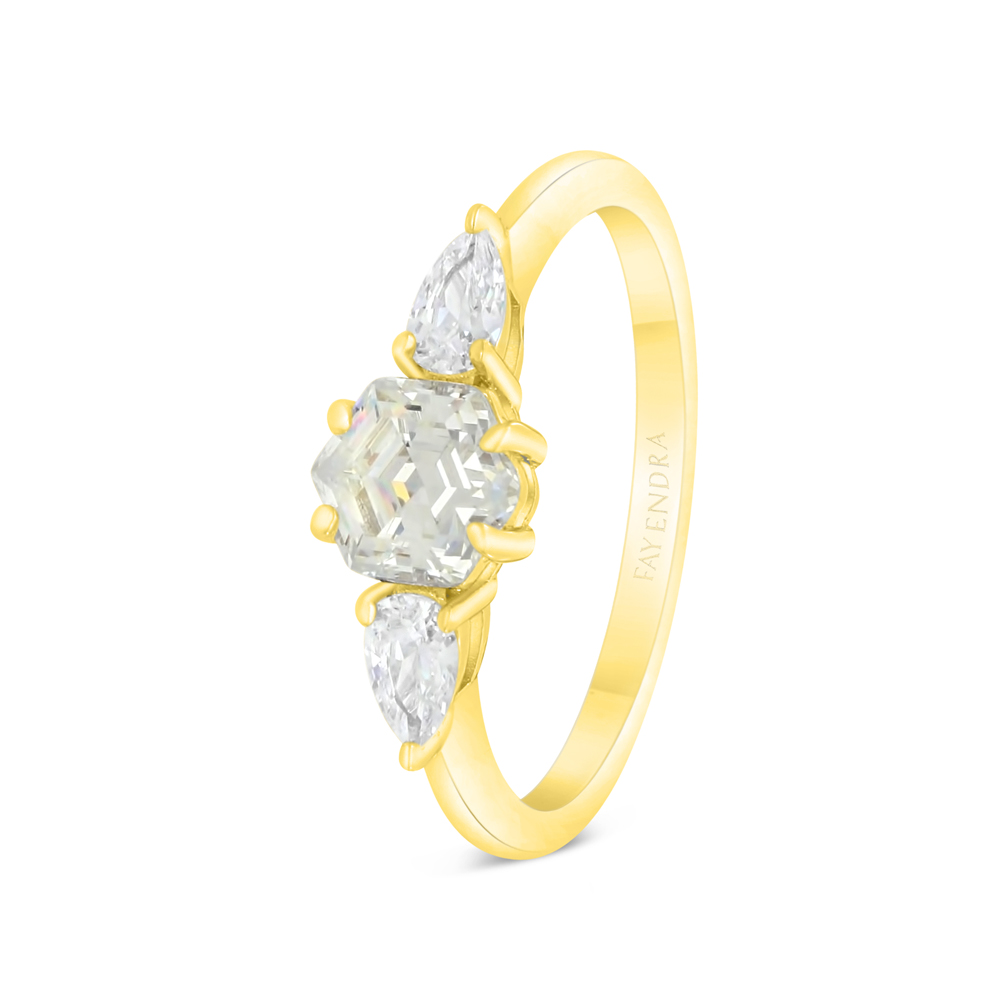 Sterling Silver 925 Ring Gold Plated Embedded With White CZ