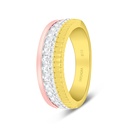 Sterling Silver 925 Ring Rhodium And Gold And Rose Gold Plated Embedded With White CZ