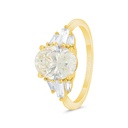 Sterling Silver 925 Ring Gold Plated Embedded With Yellow Zircon And White CZ 