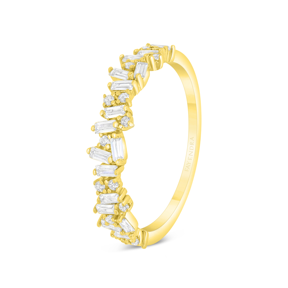 Sterling Silver 925 Ring Gold Plated Embedded With White CZ 