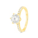 Sterling Silver 925 Ring Gold Plated Embedded With Yellow Zircon And White CZ 