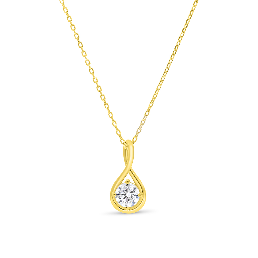 Sterling Silver 925 Necklace Gold Plated Embedded With White Zircon