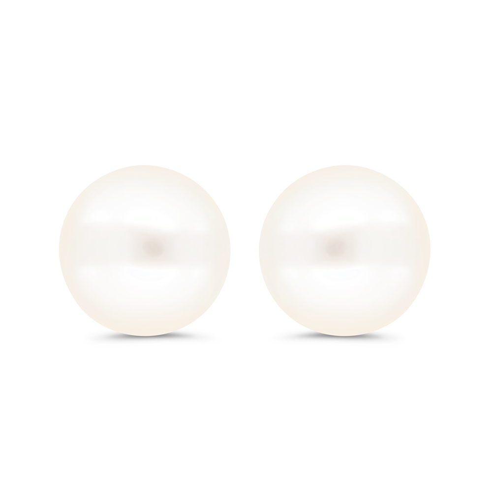 Sterling Silver 925 Earring Rhodium Plated Embedded With Natural White Pearl 
