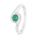 Sterling Silver 925 Ring Rhodium Plated Embedded With Emerald Zircon And White Zircon