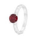 Sterling Silver 925 Ring  Rhodium Plated Embedded With Ruby Corundum And White Zircon