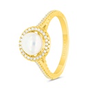 Sterling Silver 925 Ring Gold Plated Embedded With Natural White Pearl And  White Zircon