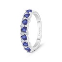 Sterling Silver 925 Ring Rhodium Plated Embedded With Sapphire Corundum And White Zircon