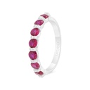 Sterling Silver 925 Ring  Rhodium Plated Embedded With Ruby Corundum And White Zircon