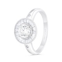 Sterling Silver 925 Ring Rhodium Plated Embedded With White Zircon 