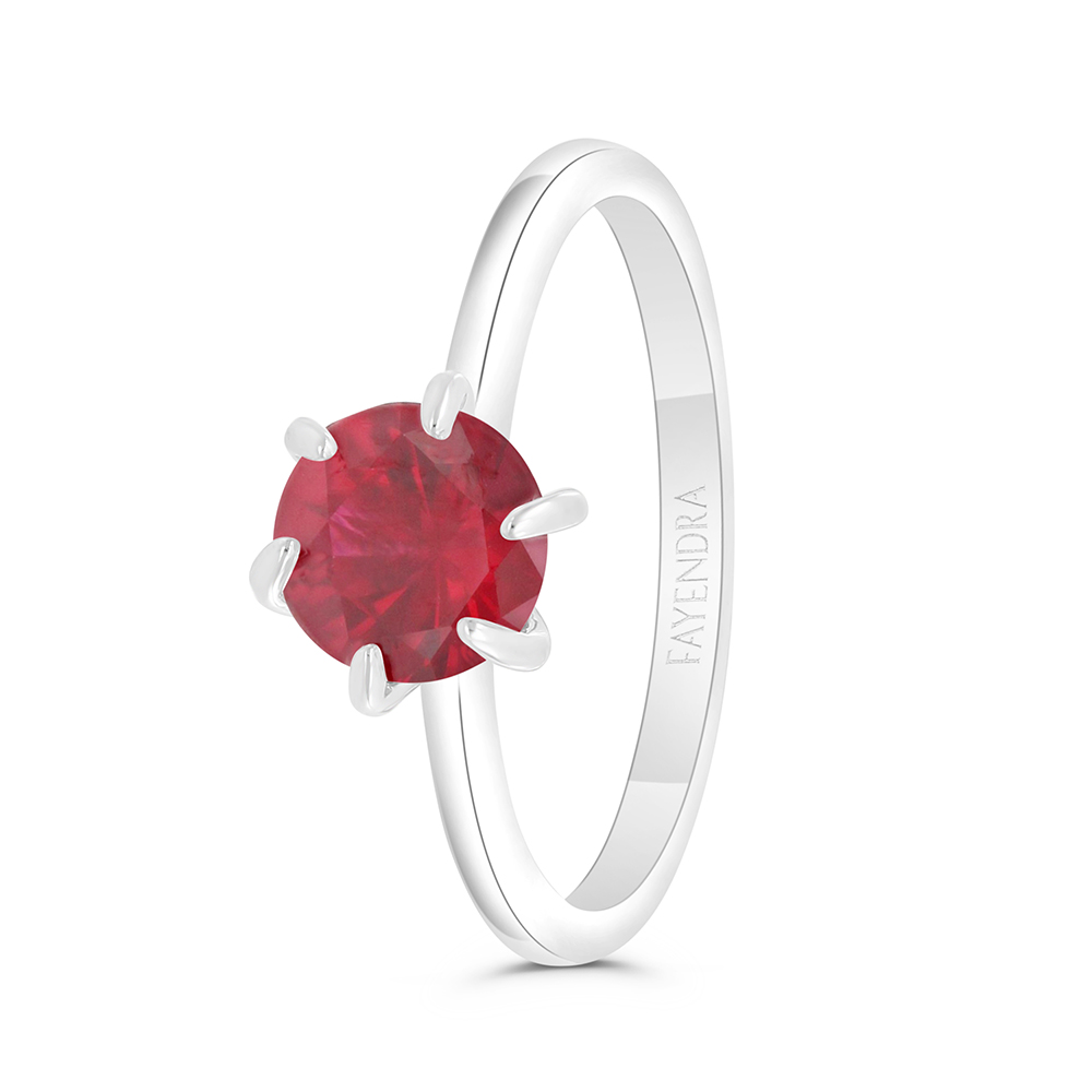 Sterling Silver 925 Ring  Rhodium Plated Embedded With Ruby Corundum 