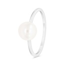 Sterling Silver 925 Ring Rhodium Plated Embedded With Natural White Pearl