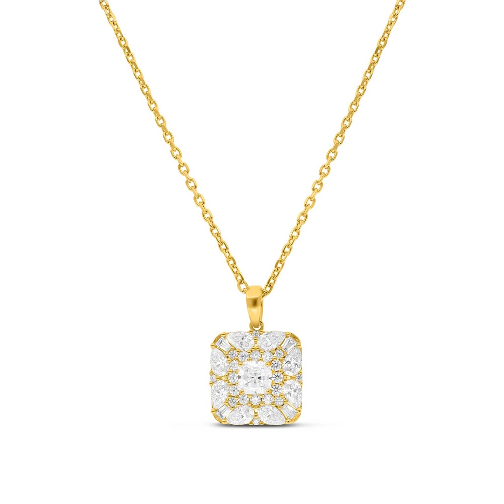 Sterling Silver 925 Necklace Gold Plated Embedded With White Zircon