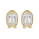 Sterling Silver 925 Earring Gold Plated Embedded With Yellow Zircon And White Zircon