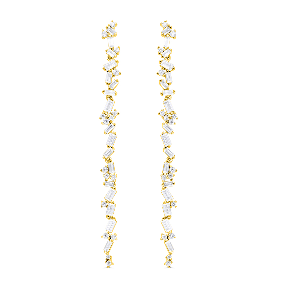 Sterling Silver 925 Earring Gold Plated Embedded With White CZ