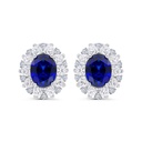 Sterling Silver 925 Earring Rhodium Plated Embedded With Sapphire Corundum And White Zircon