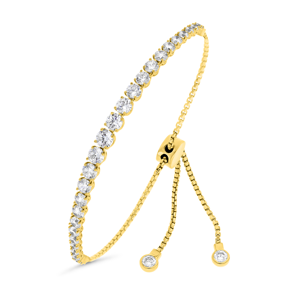 Sterling Silver 925 Bracelet Gold Plated Embedded With White CZ