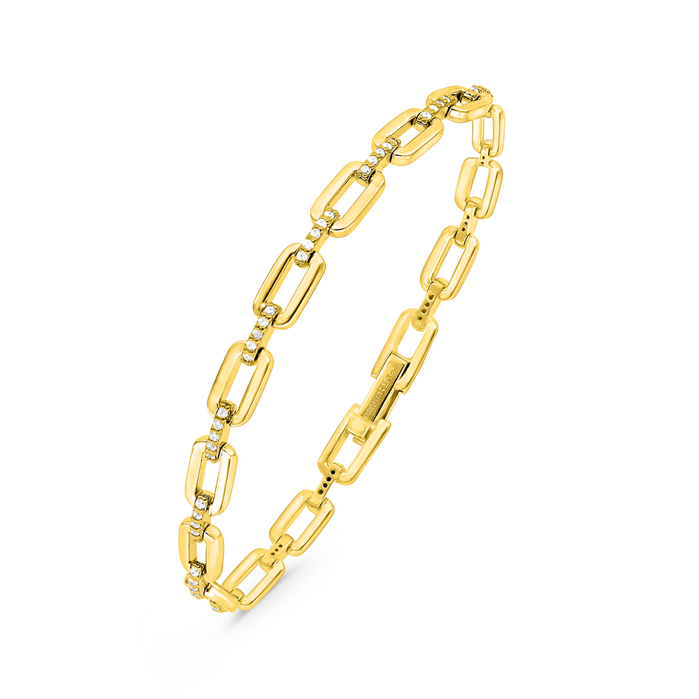 Sterling Silver 925 Bracelet Gold Plated Embedded With White CZ