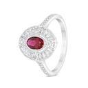 Sterling Silver 925 Ring Rhodium Plated Embedded With Ruby Corundum And White Zircon