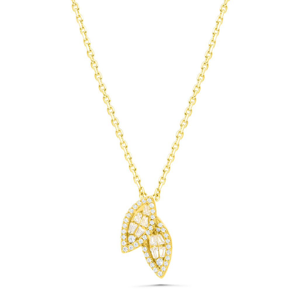 Sterling Silver 925 Necklace Gold Plated Embedded With White Zircon