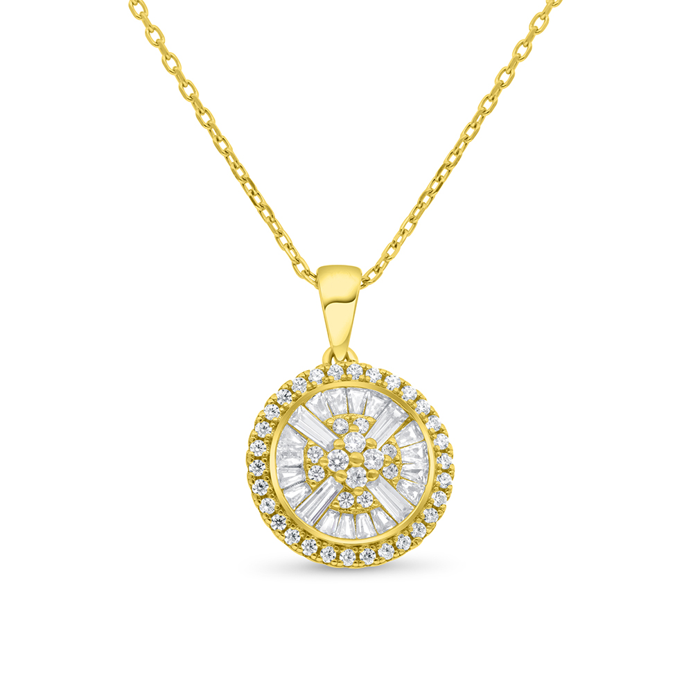 Sterling Silver 925 Necklace Gold Plated Embedded With White Zircon