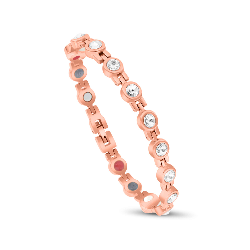 Stainless Steel 316L Bracelet, Rose Gold Plated Embedded With White Zircon For Men
