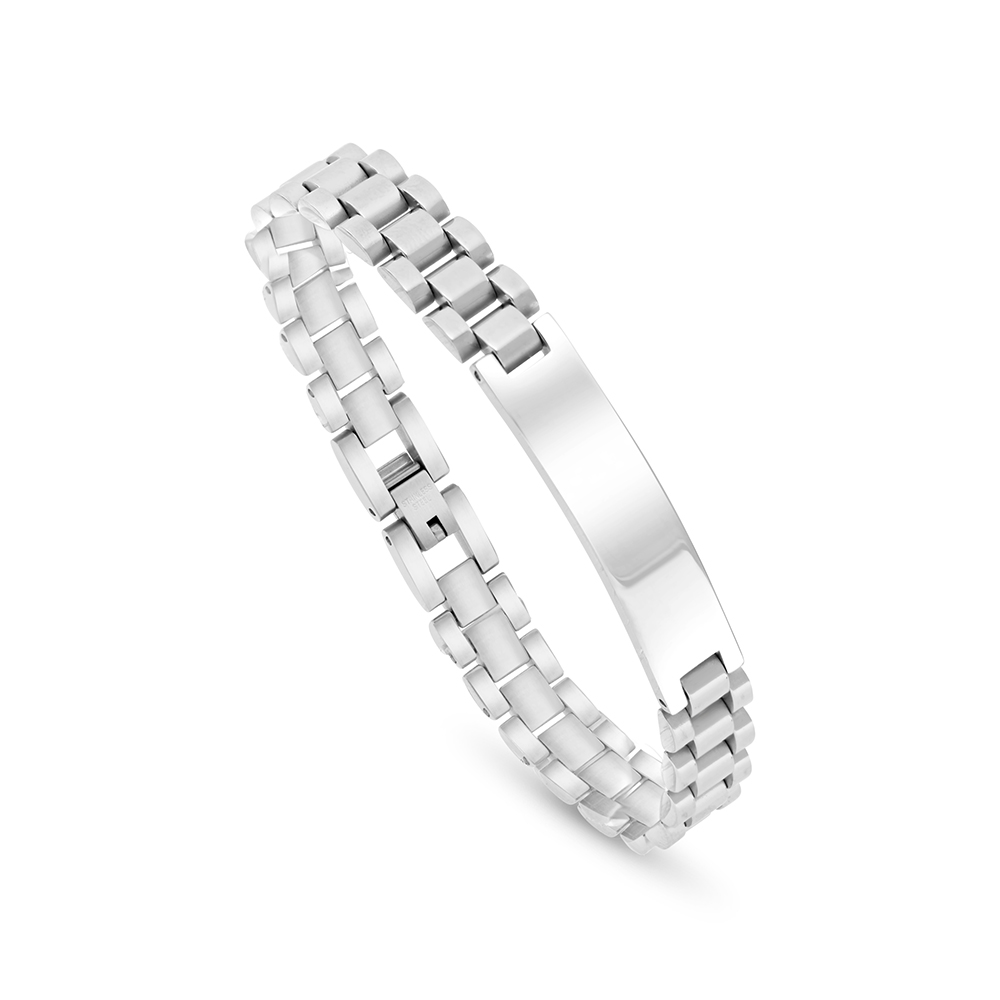 Stainless Steel 316L Bracelet, Silver Plated For Men