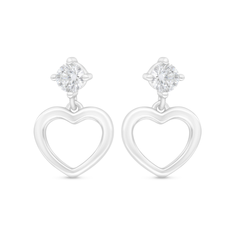 Sterling Silver 925 Earring Rhodium Plated Embedded With White Zircon