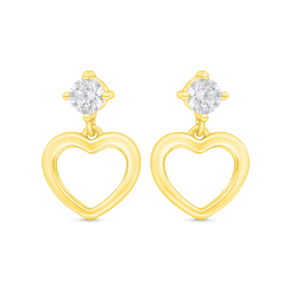 Sterling Silver 925 Earring Gold Plated Embedded With White Zircon