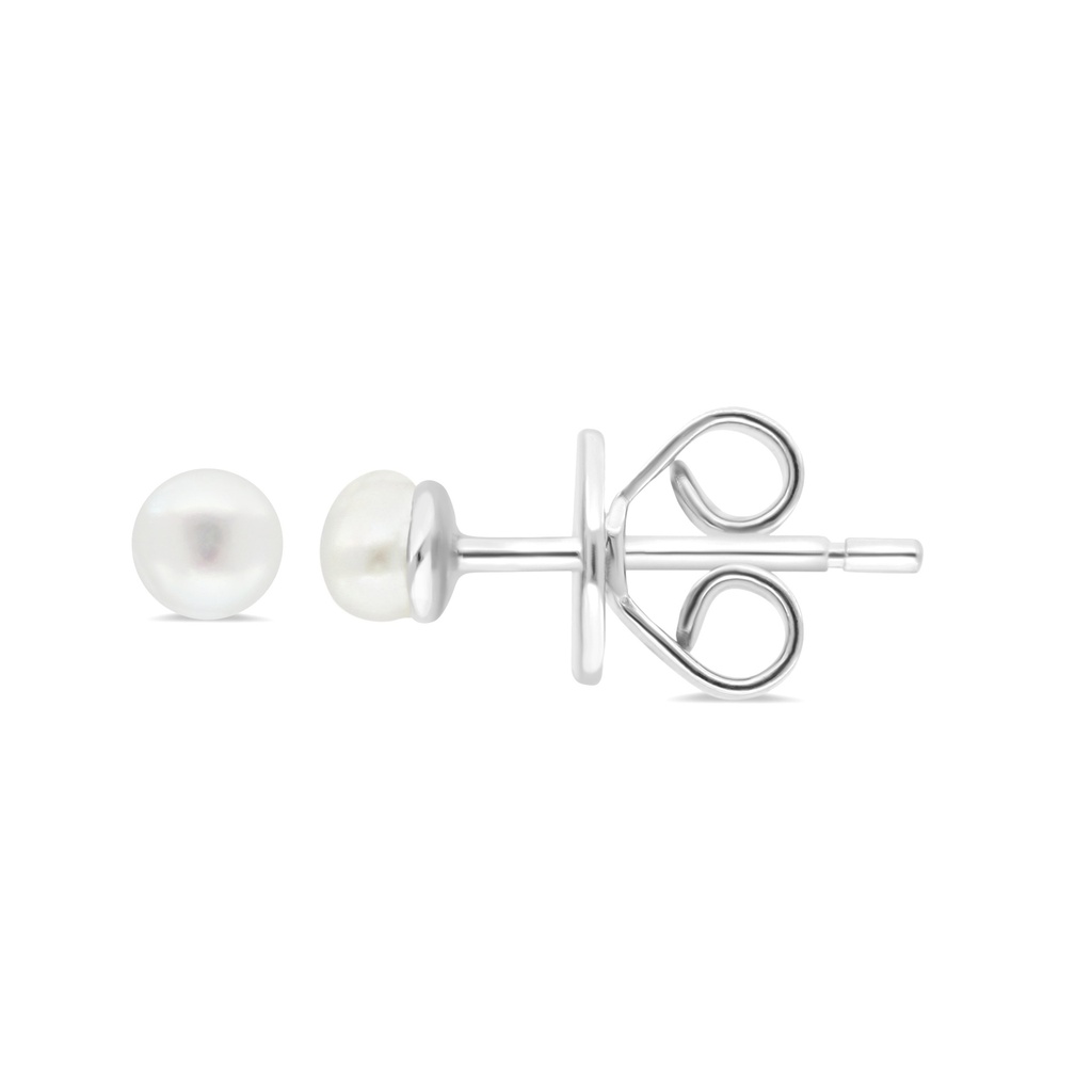 Sterling Silver 925 Earring Rhodium Plated Embedded With White Shell Pearl 