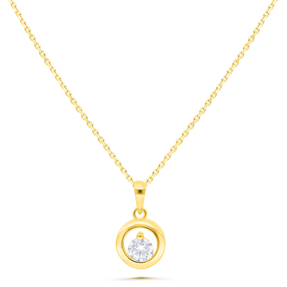 Sterling Silver 925 Necklace Golden Plated Embedded With White Zircon