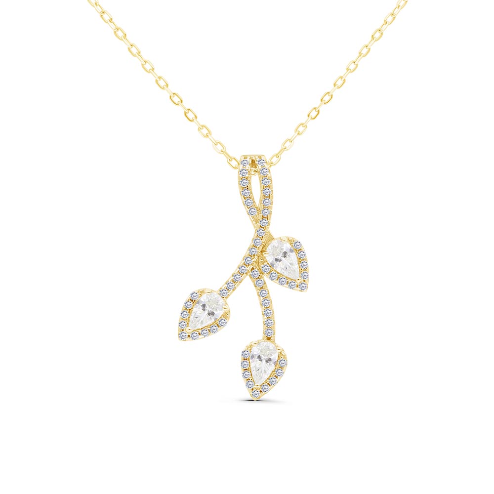 Sterling Silver 925 Necklace Gold Plated Embedded With White Zircon