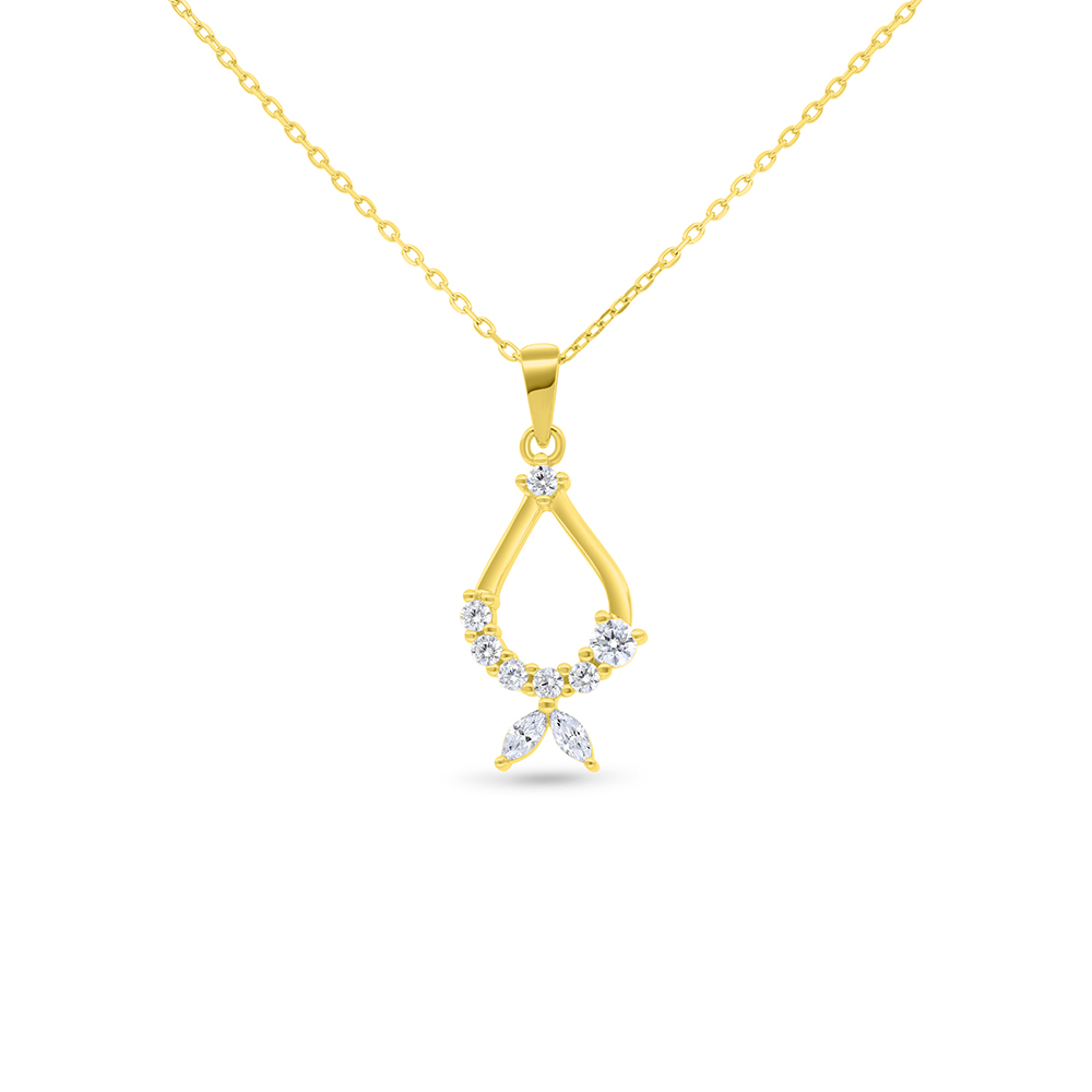 Sterling Silver 925 Necklace Gold Plated Embedded With White Zircon