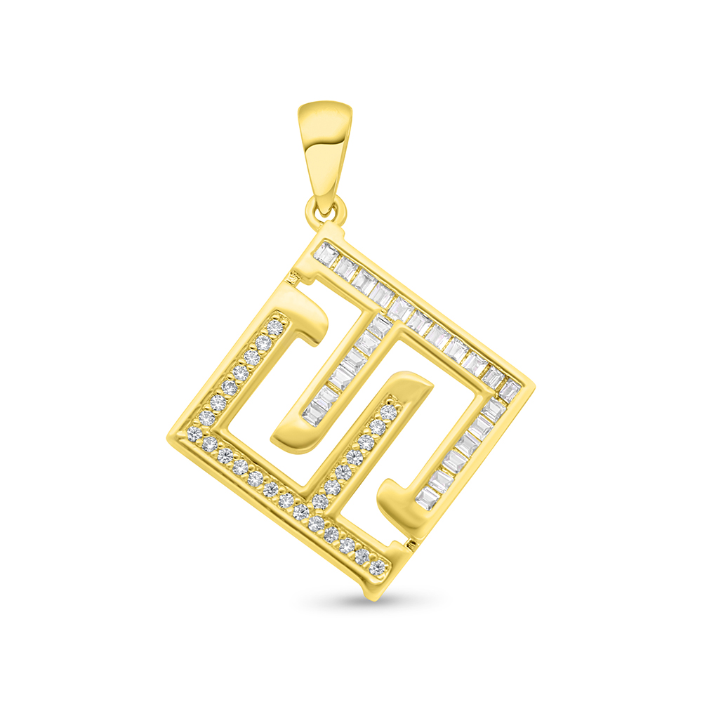 Sterling Silver 925 Pendant Gold Plated Embedded With White Zircon