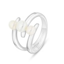 Sterling Silver 925 Ring Rhodium Plated Embedded With White Shell Pearl 