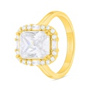 Sterling Silver 925 Ring Golden Plated Embedded With White Zircon