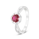 Sterling Silver 925 Ring Rhodium Plated Embedded With Ruby Corundum And White Zircon