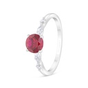 Sterling Silver 925 Ring Rhodium Plated Embedded With Ruby Corundum And White Zircon