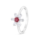 Sterling Silver 925 Ring Rhodium Plated Embedded With Ruby Corundum And White Zircon