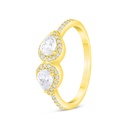 Sterling Silver 925 Ring Gold Plated Embedded With White Zircon