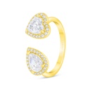 Sterling Silver 925 Ring Gold Plated Embedded With White Zircon