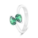 Sterling Silver 925 Ring Rhodium Plated Embedded With Emerald Zircon