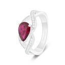 Sterling Silver 925 Ring Rhodium Plated Embedded With Ruby Corundum And White Zircon