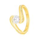 Sterling Silver 925 Ring Gold Plated Embedded With White Zircon