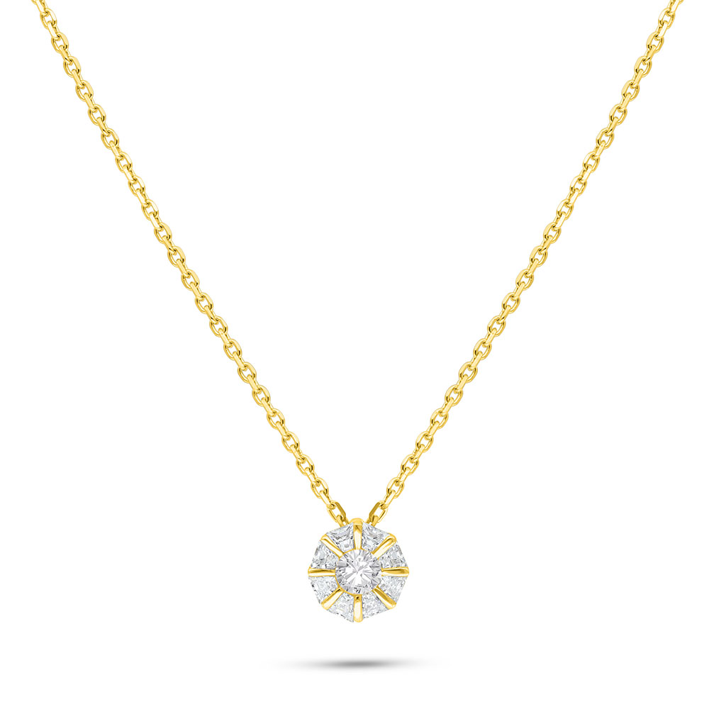 Sterling Silver 925 Necklace Golden Plated Embedded With White Zircon