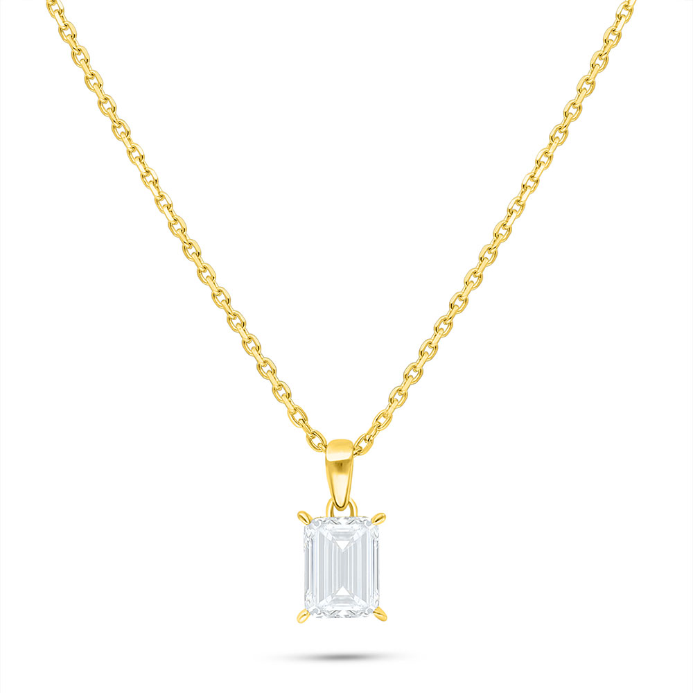 Sterling Silver 925 Necklace Golden Plated Embedded With White Zircon