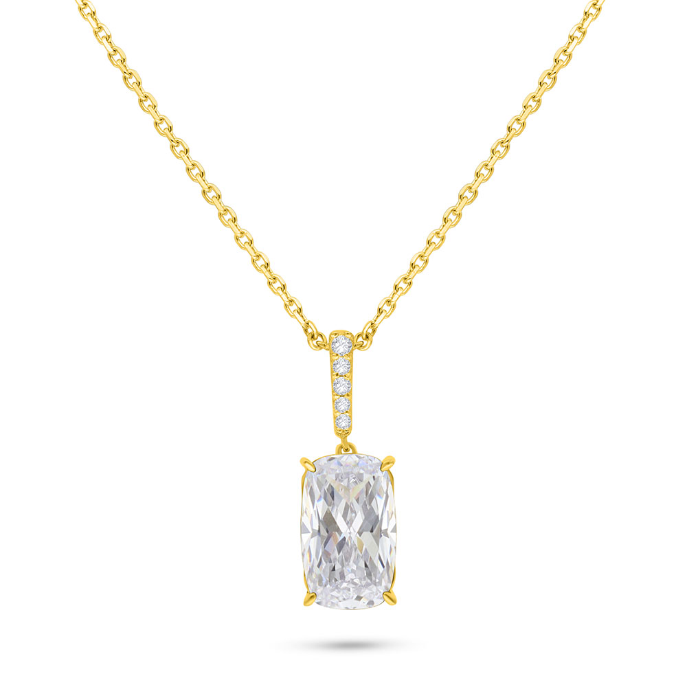 Sterling Silver 925 Necklace Golden Plated Embedded With White Zircon