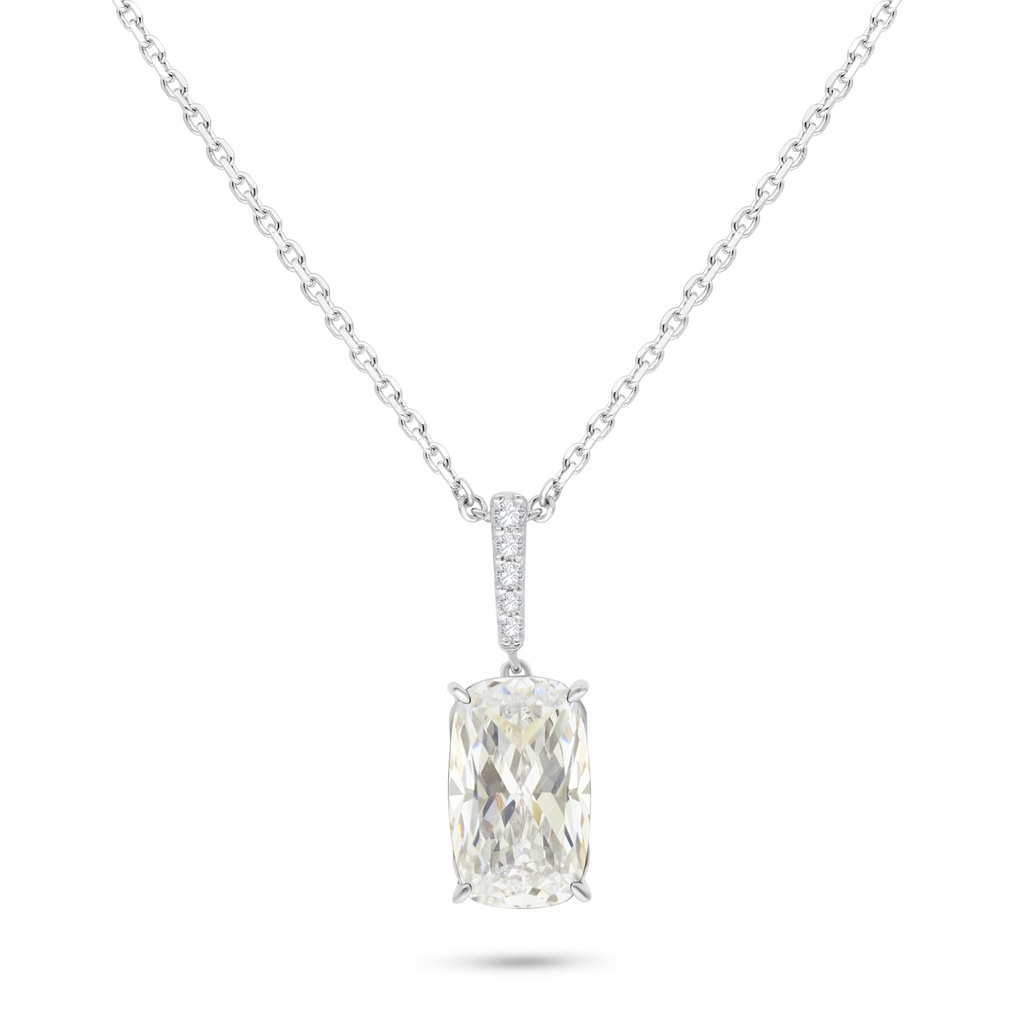 Sterling Silver 925 Necklace Rhodium Plated Embedded With Yellow Diamond And White Zircon