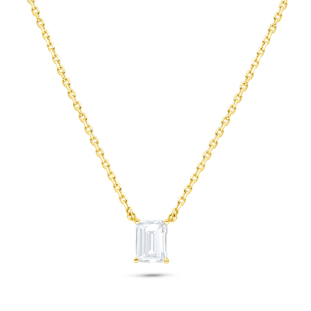 Sterling Silver 925 Necklace Golden Plated Embedded With White Zircon