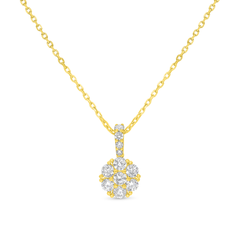 Sterling Silver 925 Necklace Golden Plated Embedded With White Zircon