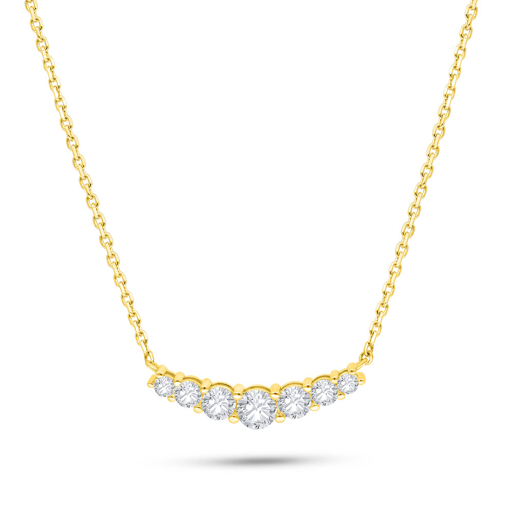 Sterling Silver 925 Necklace Golden Plated Embedded With White Zircon